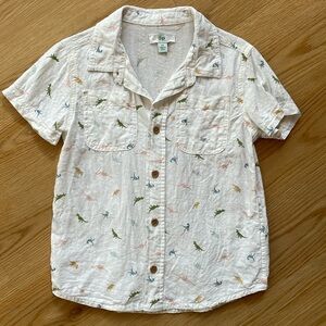 🦖HOST PICK🦕 Boys Linen Dinosaur Button Up